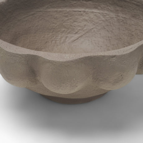 Konya Small Earthen Gray-Brown Dotted Paper Mache Centerpiece Bowl from Mercana - Luna Furniture