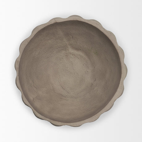 Konya Large Earthen Gray-Brown Dotted Paper Mache Centerpiece Bowl from Mercana - Luna Furniture