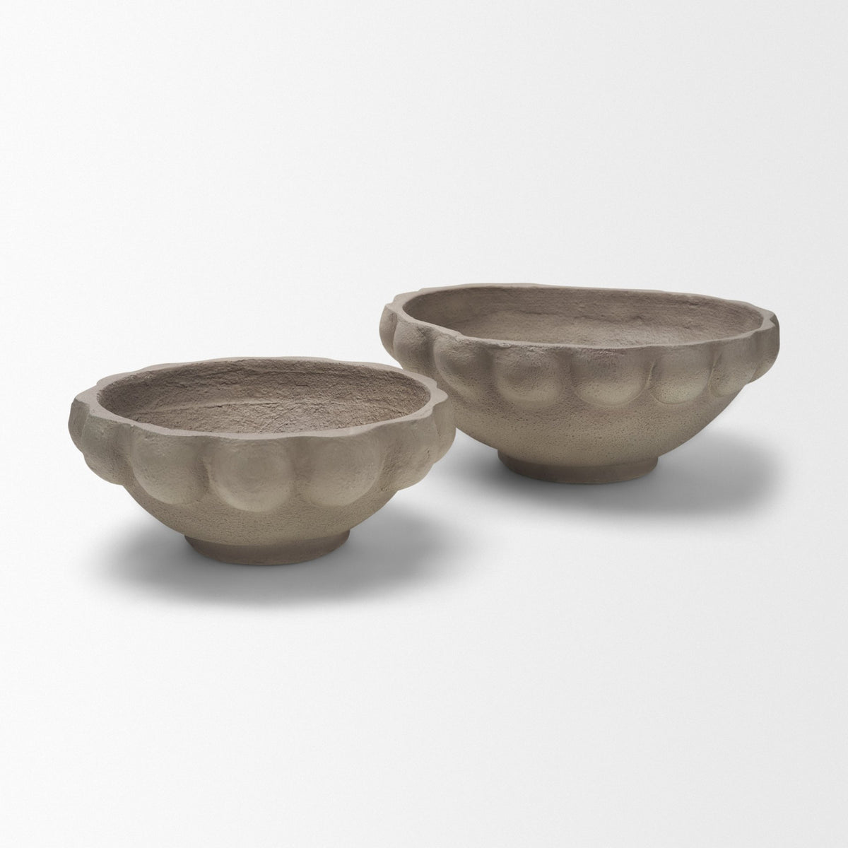 Konya Large Earthen Gray-Brown Dotted Paper Mache Centerpiece Bowl from Mercana - Luna Furniture