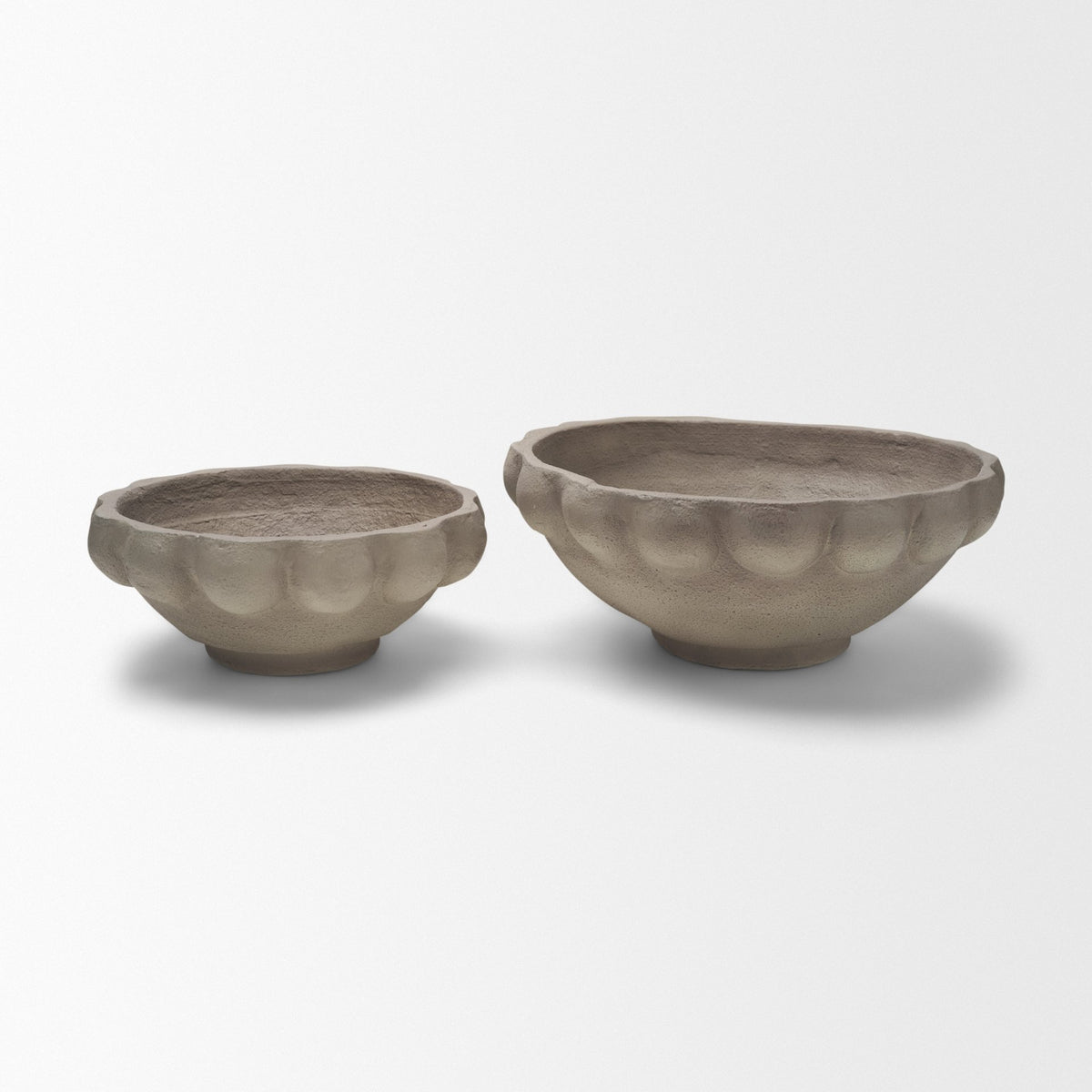 Konya Large Earthen Gray-Brown Dotted Paper Mache Centerpiece Bowl from Mercana - Luna Furniture