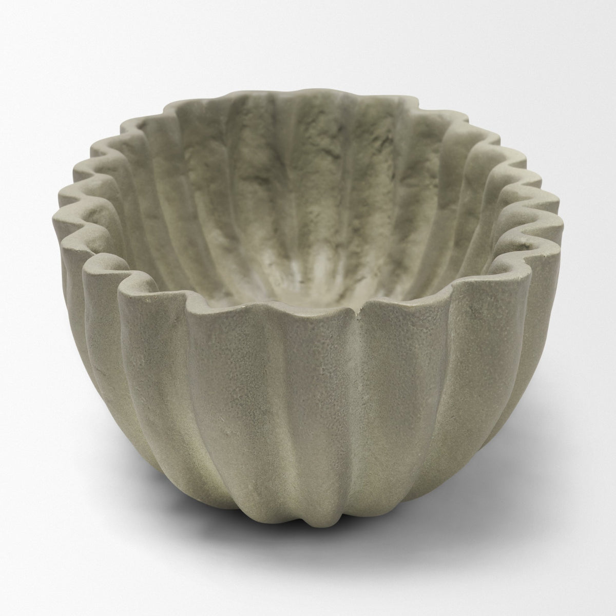Camelia Fluted Sage Green Paper Mache Long Centerpiece Bowl from Mercana - Luna Furniture