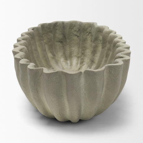 Camelia Fluted Sage Green Paper Mache Long Centerpiece Bowl from Mercana - Luna Furniture