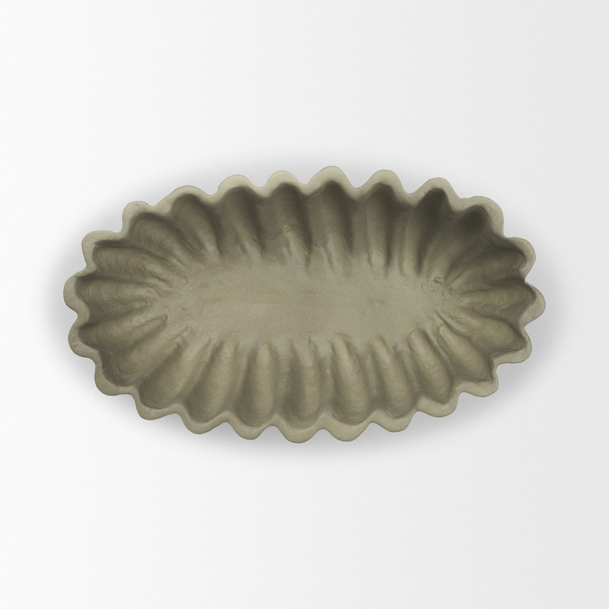 Camelia Fluted Sage Green Paper Mache Long Centerpiece Bowl from Mercana - Luna Furniture