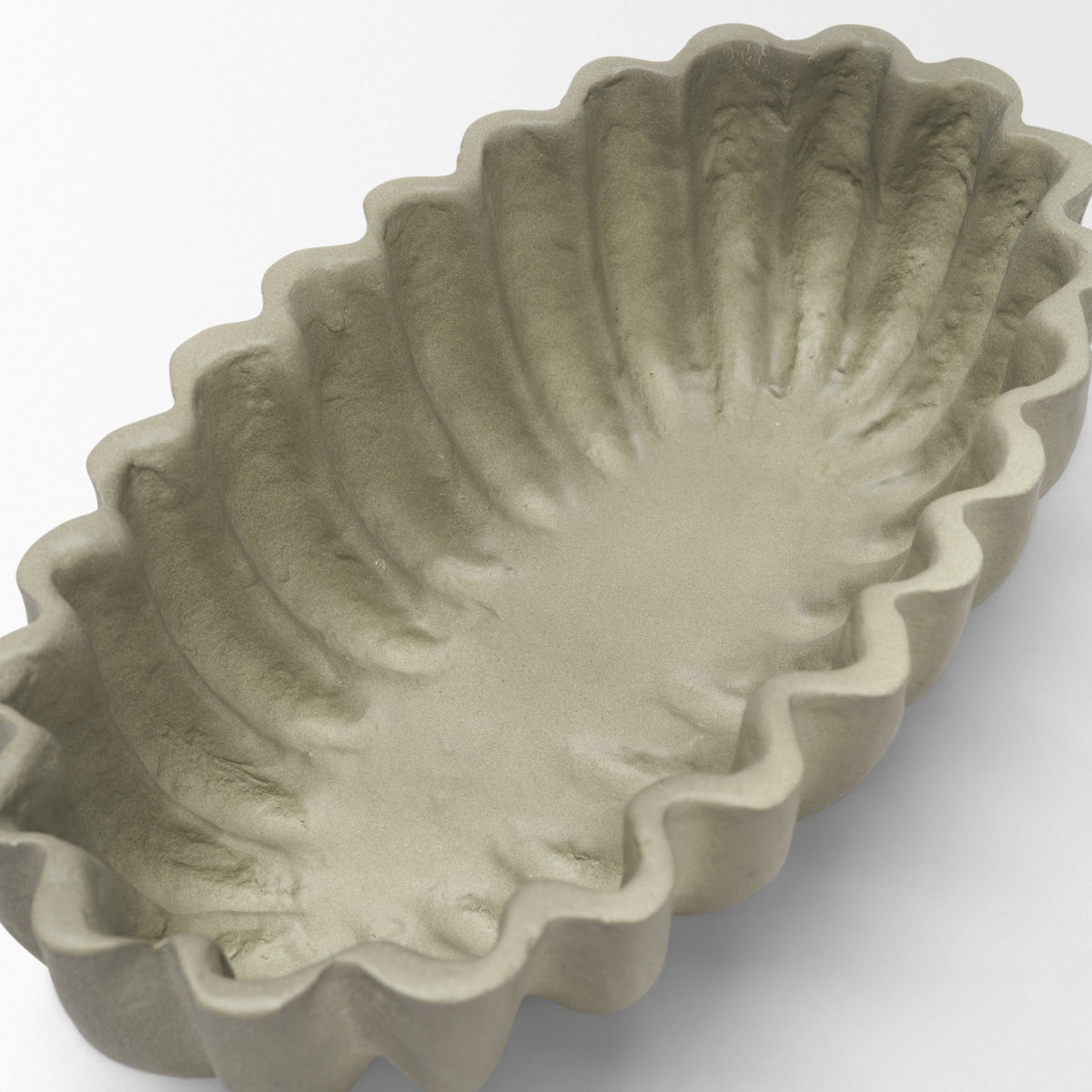 Camelia Fluted Sage Green Paper Mache Long Centerpiece Bowl from Mercana - Luna Furniture