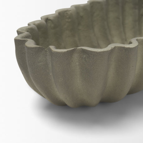 Camelia Fluted Sage Green Paper Mache Long Centerpiece Bowl from Mercana - Luna Furniture