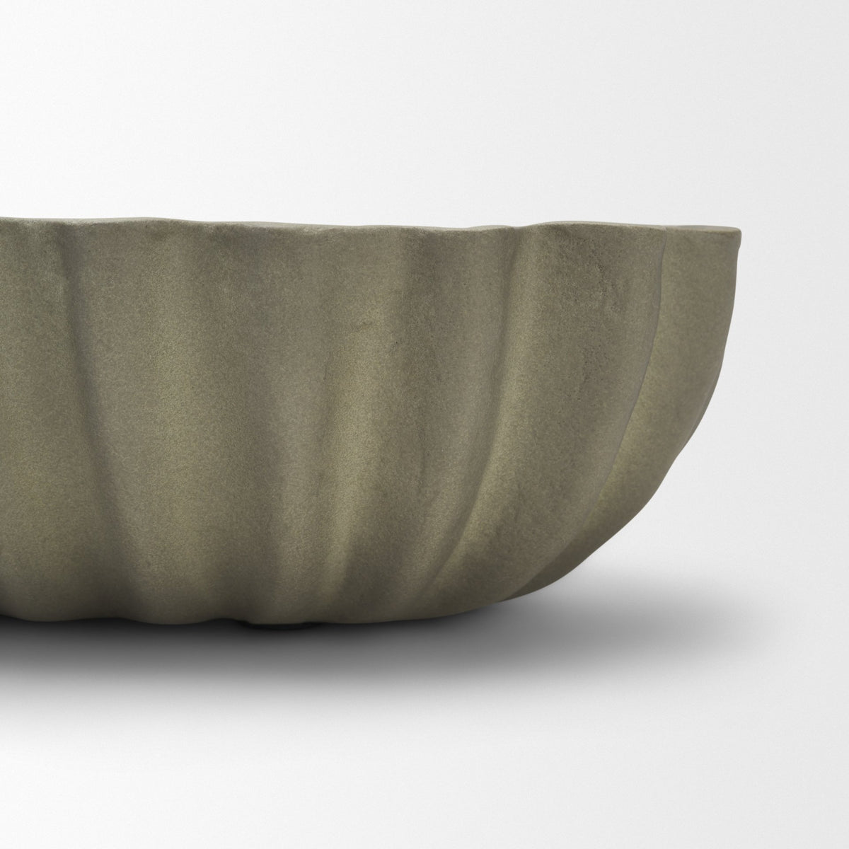 Camelia Fluted Sage Green Paper Mache Long Centerpiece Bowl from Mercana - Luna Furniture