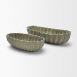 Camelia Fluted Sage Green Paper Mache Long Centerpiece Bowl from Mercana - Luna Furniture