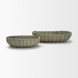 Camelia Fluted Sage Green Paper Mache Long Centerpiece Bowl from Mercana - Luna Furniture