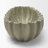 Camelia Large Fluted Sage Green Paper Mache Round Centerpiece Bowl from Mercana - Luna Furniture