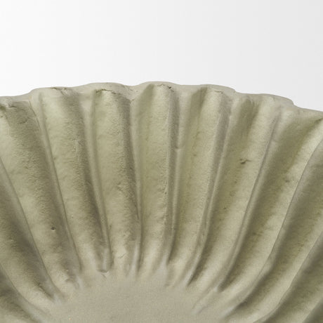 Camelia Small Fluted Sage Green Paper Mache Round Centerpiece Bowl from Mercana - Luna Furniture