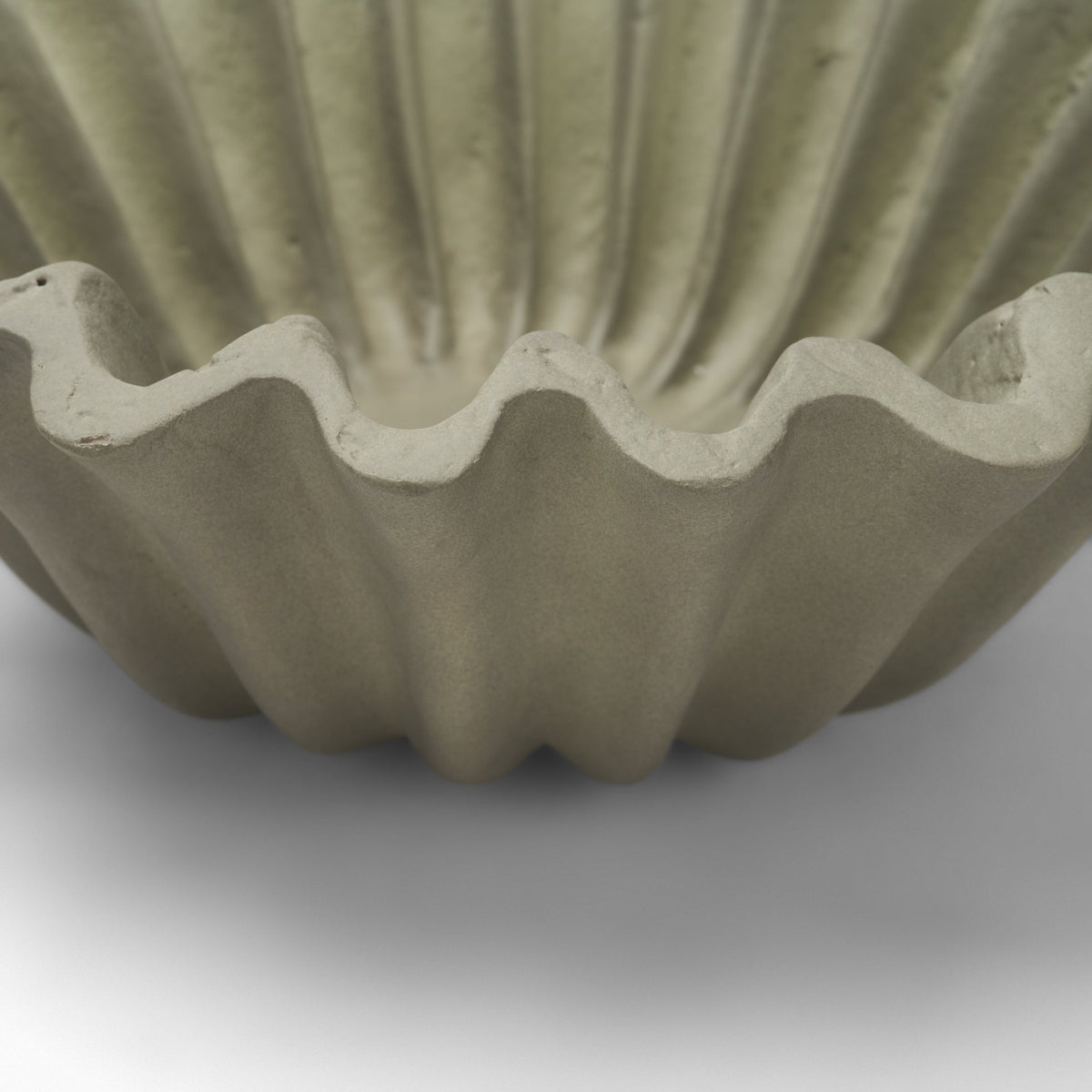 Camelia Small Fluted Sage Green Paper Mache Round Centerpiece Bowl from Mercana - Luna Furniture