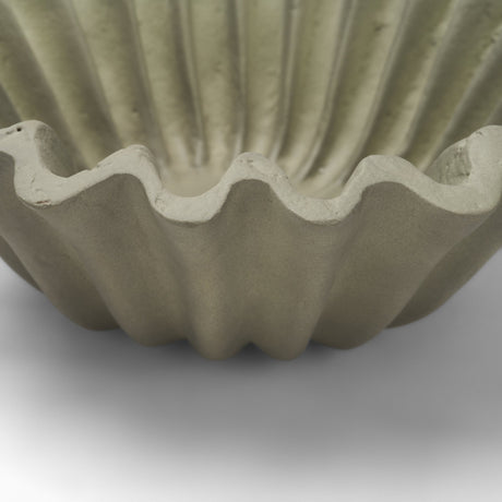 Camelia Small Fluted Sage Green Paper Mache Round Centerpiece Bowl from Mercana - Luna Furniture