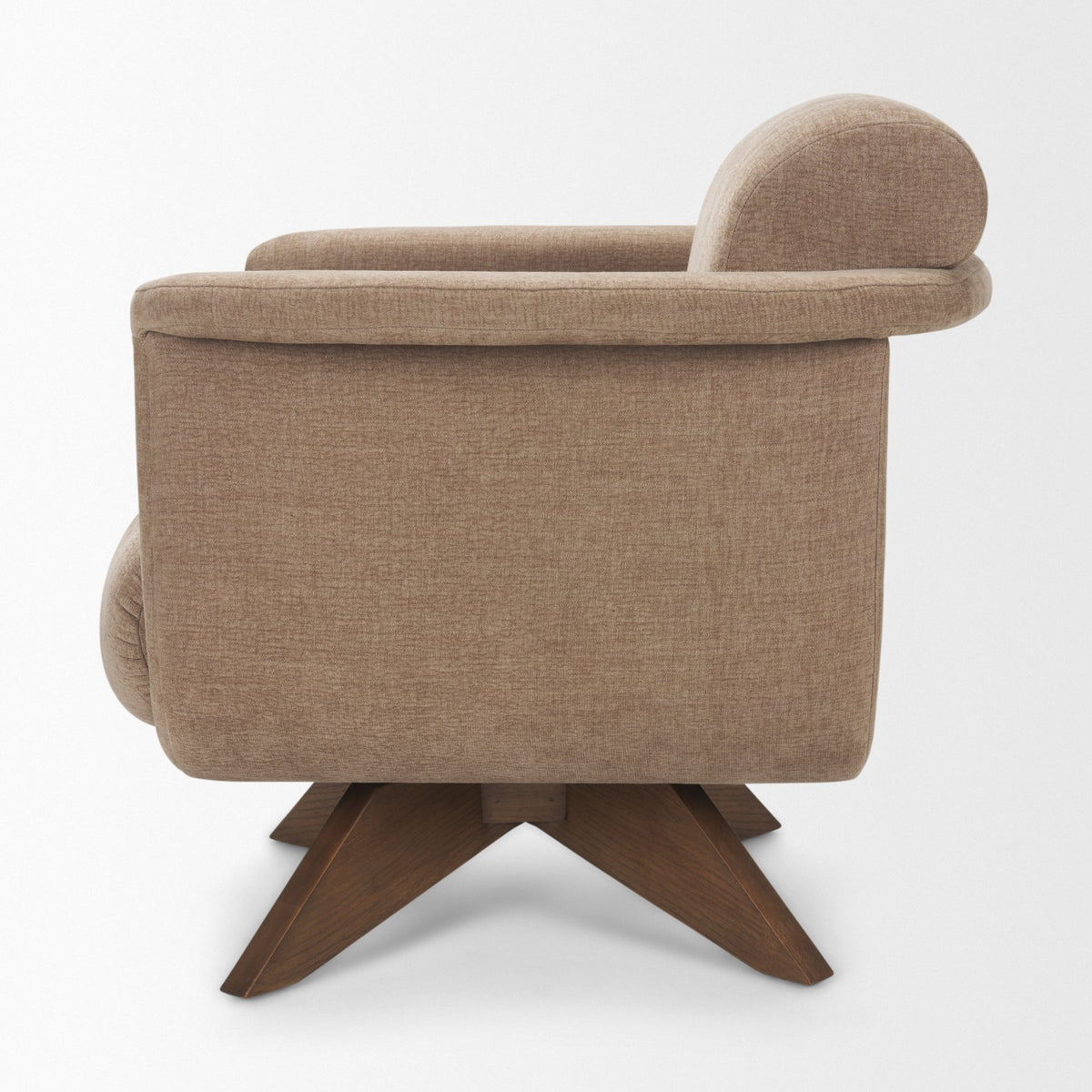 Oskar Chocolate Fabric w/ Brown Wood Base Swivel Accent Chair from Mercana - Luna Furniture