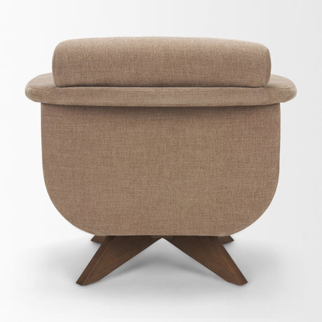 Oskar Chocolate Fabric w/ Brown Wood Base Swivel Accent Chair from Mercana - Luna Furniture