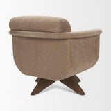 Oskar Chocolate Fabric w/ Brown Wood Base Swivel Accent Chair from Mercana - Luna Furniture