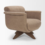 Oskar Chocolate Fabric w/ Brown Wood Base Swivel Accent Chair from Mercana - Luna Furniture