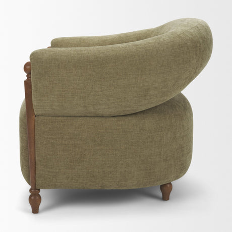 Margaux Olive Fabric Open Back Barrel Accent Chair from Mercana - Luna Furniture
