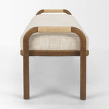 Freya Upholstered Bench | Oatmeal Fabric | Brown Wood Frame from Mercana - Luna Furniture