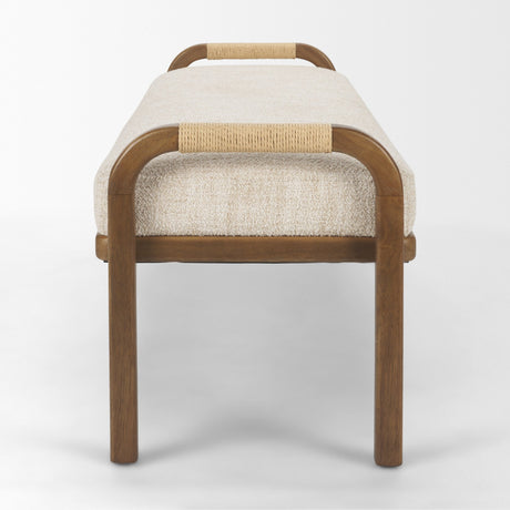 Freya Upholstered Bench | Oatmeal Fabric | Brown Wood Frame from Mercana - Luna Furniture