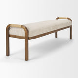 Freya Upholstered Bench | Oatmeal Fabric | Brown Wood Frame from Mercana - Luna Furniture