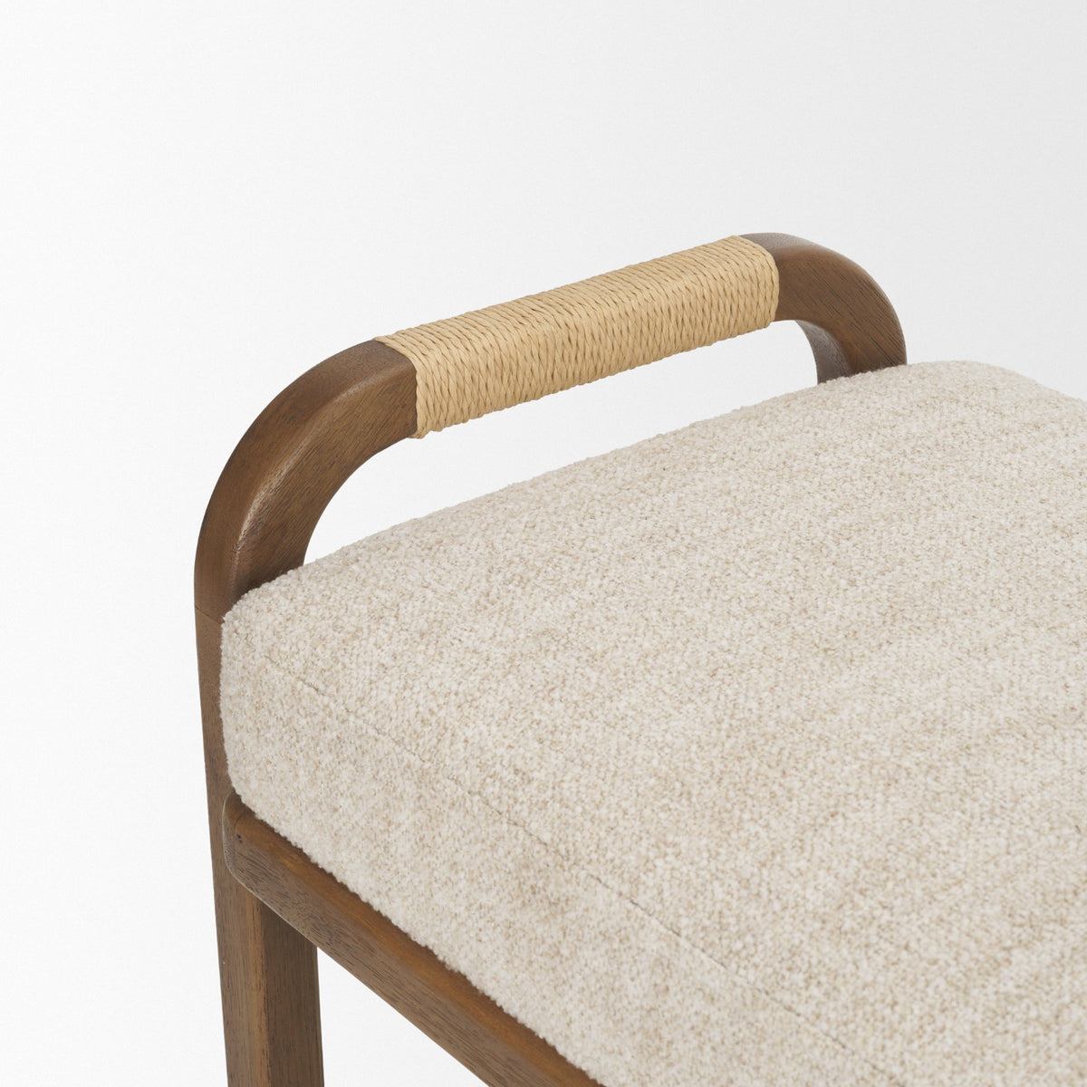 Freya Upholstered Bench | Oatmeal Fabric | Brown Wood Frame from Mercana - Luna Furniture