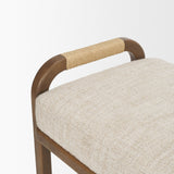 Freya Upholstered Bench | Oatmeal Fabric | Brown Wood Frame from Mercana - Luna Furniture