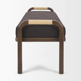 Freya Upholstered Bench | Charcoal Fabric | Brown Wood Frame from Mercana - Luna Furniture