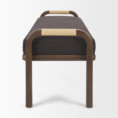 Freya Upholstered Bench | Charcoal Fabric | Brown Wood Frame from Mercana - Luna Furniture