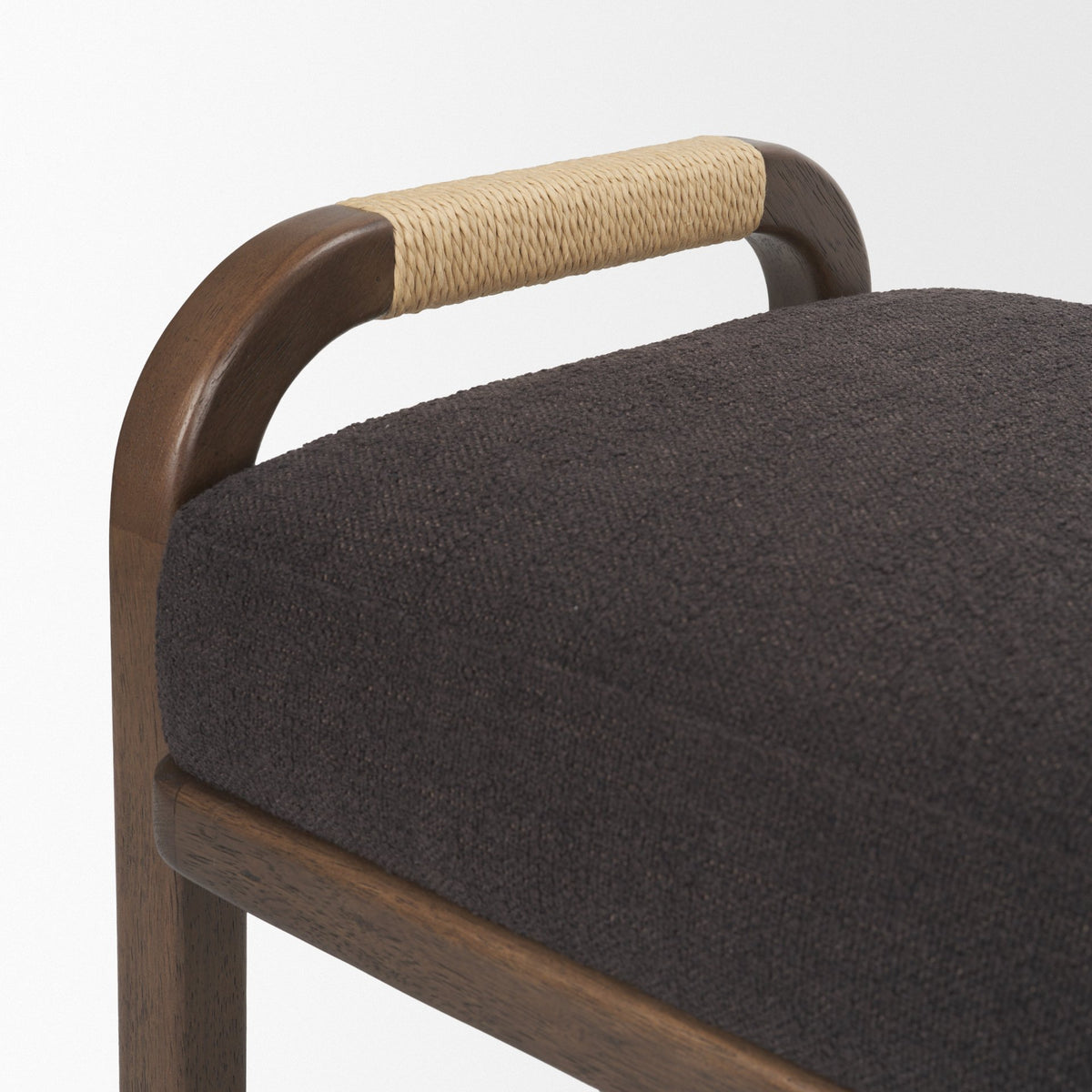 Freya Upholstered Bench | Charcoal Fabric | Brown Wood Frame from Mercana - Luna Furniture