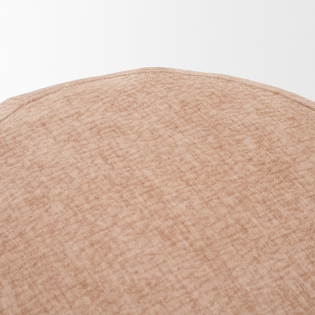 Siren Sienna Fabric w/ Brown Ash Wood Round Accent Stool from Mercana - Luna Furniture