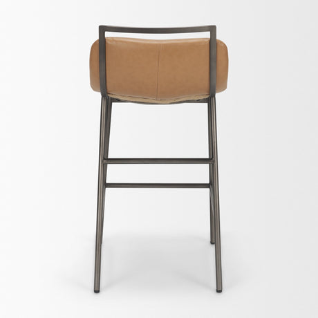 Kavalan Backless 33.5in Seat Counter Stool | Tan Leather w/ Gunmetal from Mercana - Luna Furniture