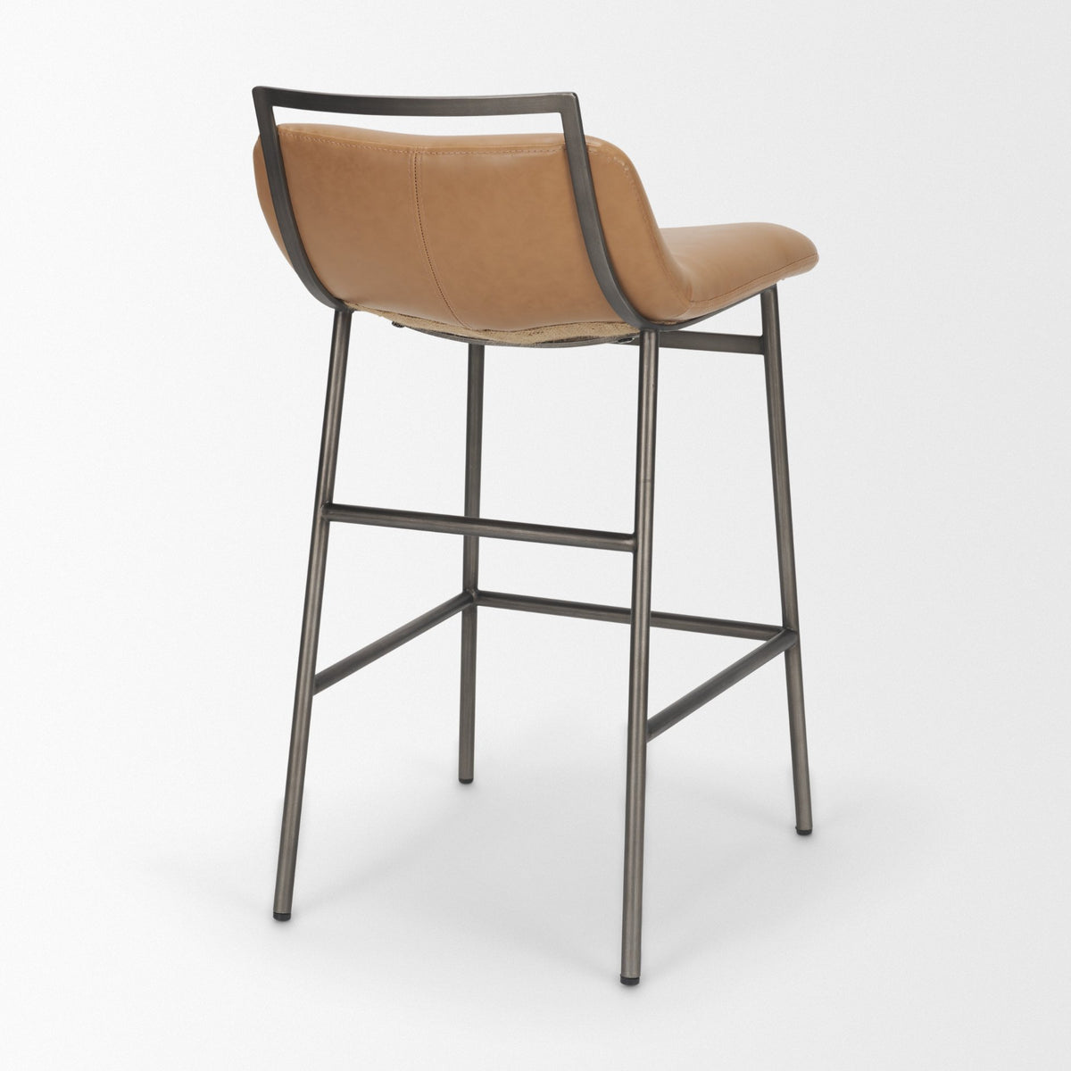 Kavalan Backless 33.5in Seat Counter Stool | Tan Leather w/ Gunmetal from Mercana - Luna Furniture