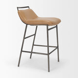 Kavalan Backless 33.5in Seat Counter Stool | Tan Leather w/ Gunmetal from Mercana - Luna Furniture