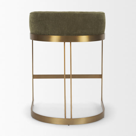 Hollyfield Backless 28.7in Seat Bar Stool | Olive Fabric w/ Gold Metal from Mercana - Luna Furniture