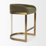 Hollyfield Backless 28.7in Seat Bar Stool | Olive Fabric w/ Gold Metal from Mercana - Luna Furniture