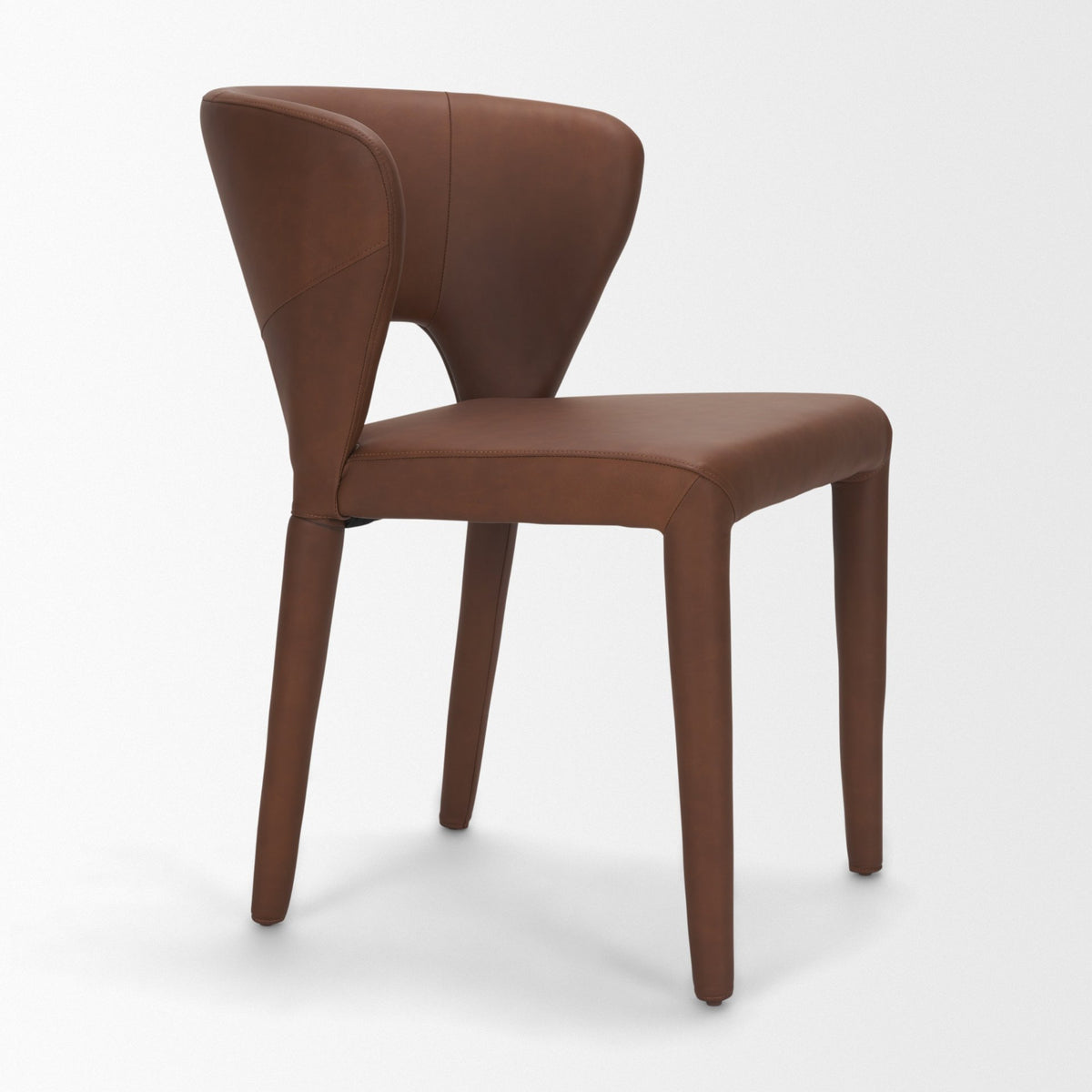 Marek Wingback Dining Arm Chair | Nutmeg Leather w/ Wood, Set of 2