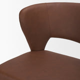 Marek Wingback Dining Arm Chair | Nutmeg Leather w/ Wood, Set of 2