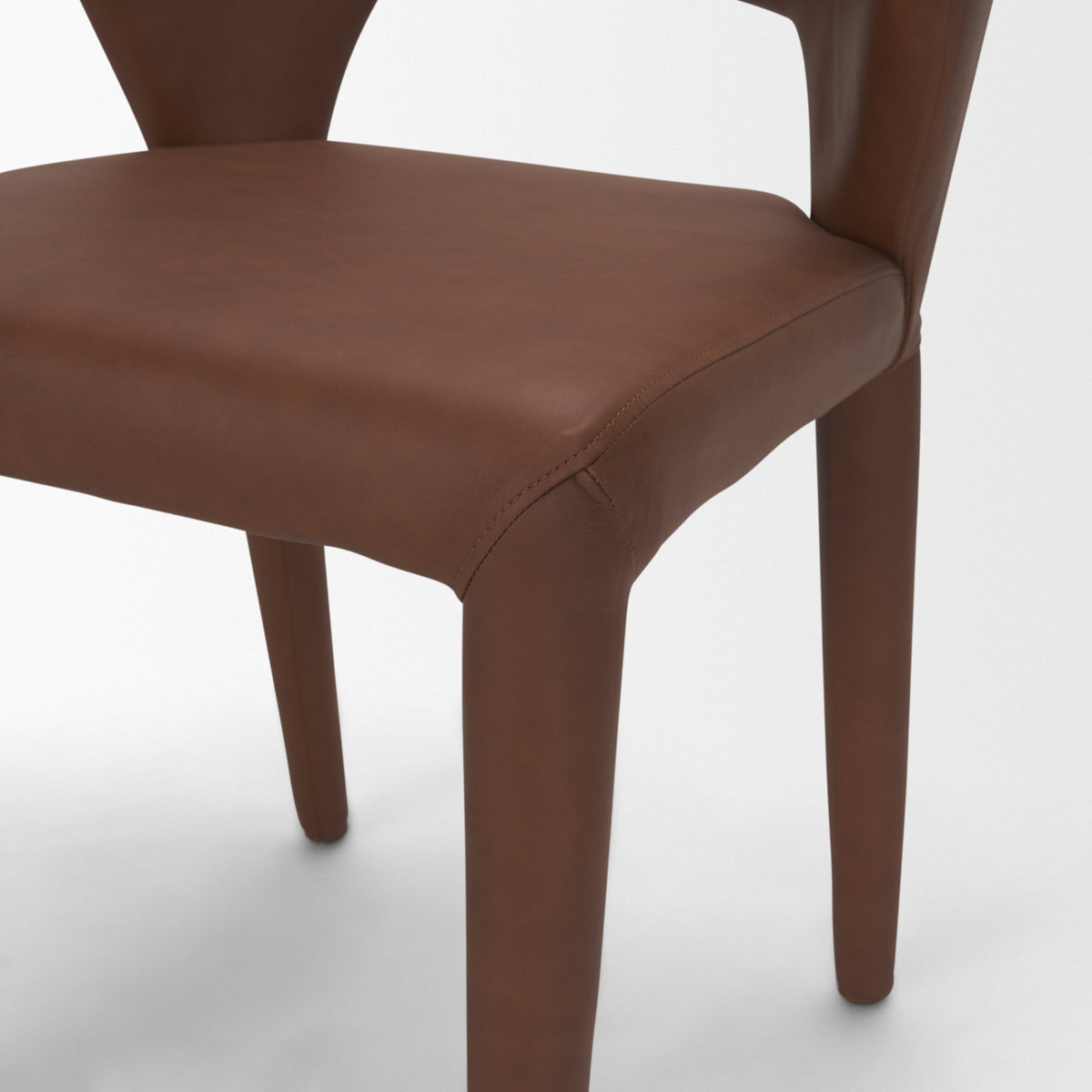 Marek Wingback Dining Arm Chair | Nutmeg Leather w/ Wood, Set of 2
