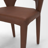 Marek Wingback Dining Arm Chair | Nutmeg Leather w/ Wood, Set of 2