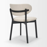 Cole Open Back Dining Side Chair | Natural Linen w/ Dark Wood, Set of 2