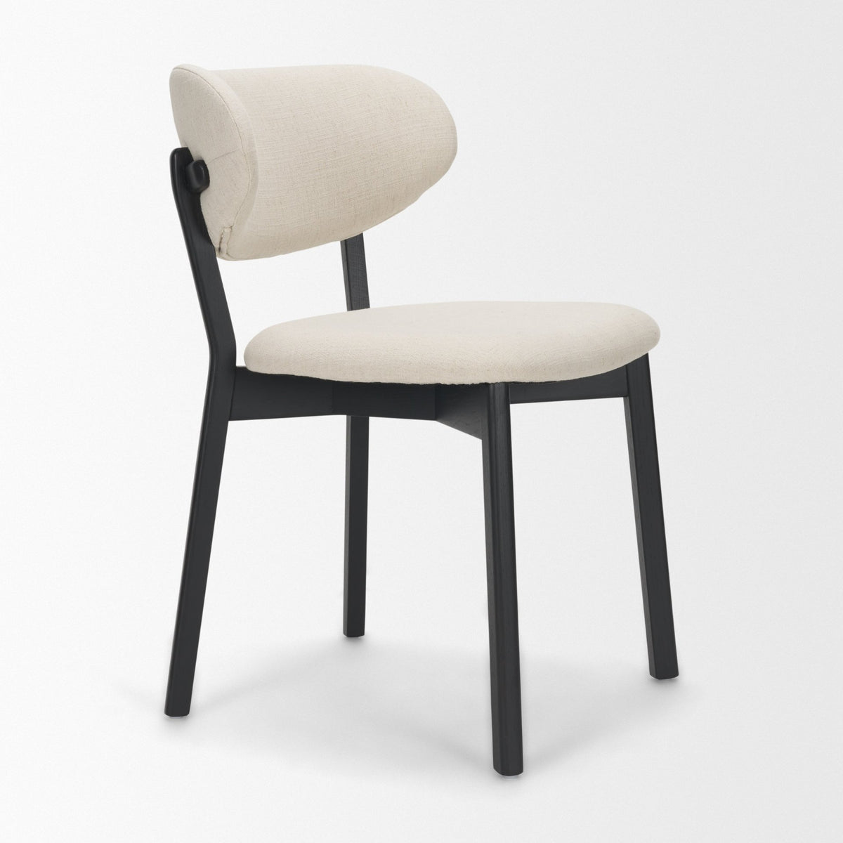 Cole Open Back Dining Side Chair | Natural Linen w/ Dark Wood, Set of 2