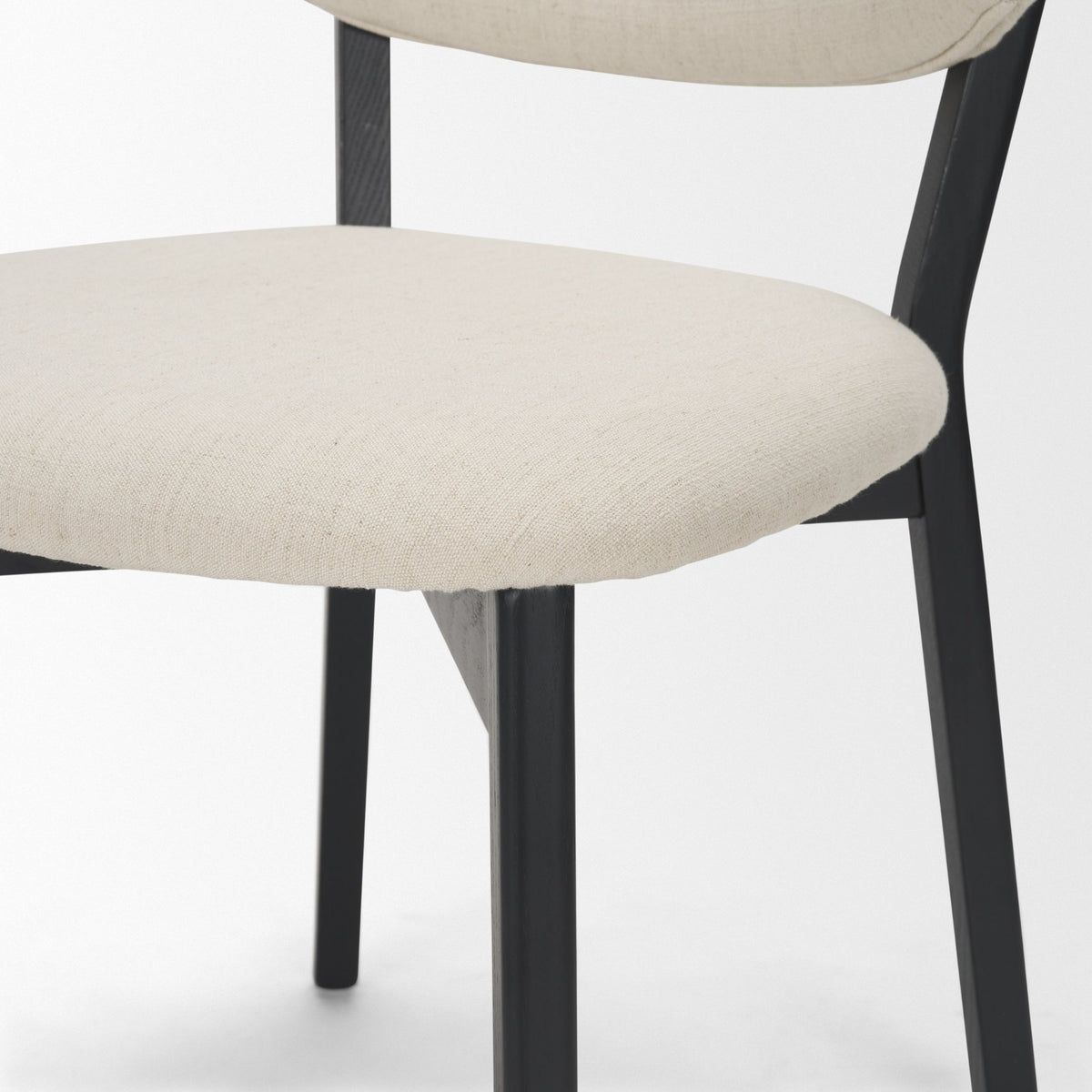 Cole Open Back Dining Side Chair | Natural Linen w/ Dark Wood, Set of 2