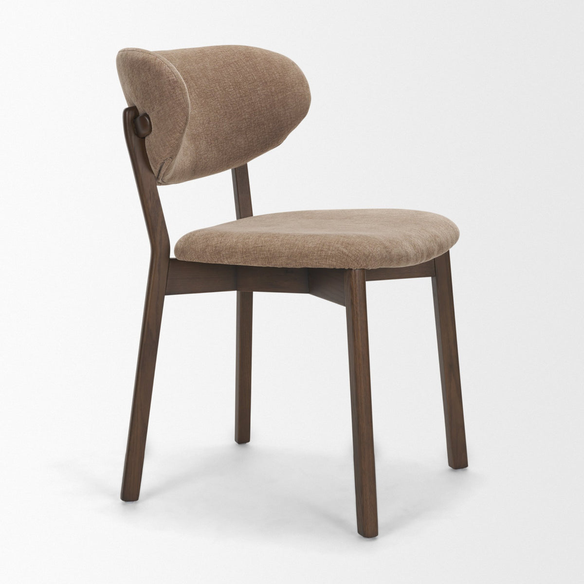 Cole Open Back Dining Side Chair | Stonewashed Latte Fabric w/ Wood, Set of 2