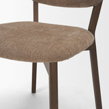 Cole Open Back Dining Side Chair | Stonewashed Latte Fabric w/ Wood, Set of 2