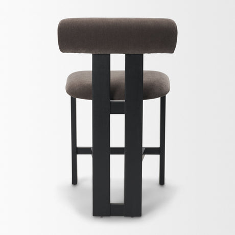 Tribeca Open Back 36.5in Seat Counter Stool | Charcoal Fabric w/ Wood from Mercana - Luna Furniture