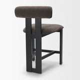 Tribeca Open Back 36.5in Seat Counter Stool | Charcoal Fabric w/ Wood from Mercana - Luna Furniture
