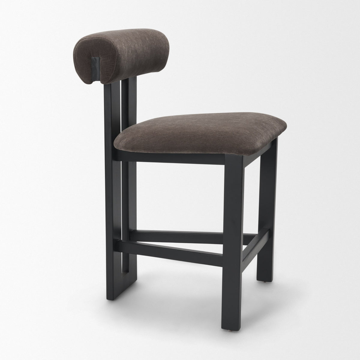 Tribeca Open Back 36.5in Seat Counter Stool | Charcoal Fabric w/ Wood from Mercana - Luna Furniture