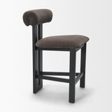 Tribeca Open Back 36.5in Seat Counter Stool | Charcoal Fabric w/ Wood from Mercana - Luna Furniture