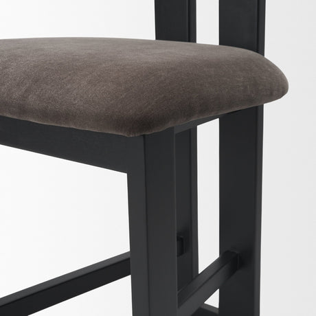 Tribeca Open Back 36.5in Seat Counter Stool | Charcoal Fabric w/ Wood from Mercana - Luna Furniture