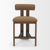 Tribeca Open Back 36.5in Seat Counter Stool | Mocha Fabric w/ Wood from Mercana - Luna Furniture